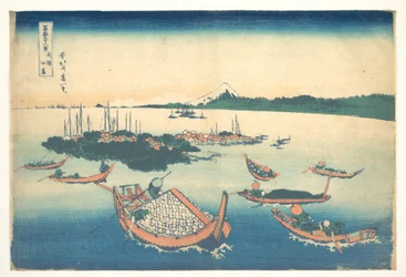 Tsukudajima i provinsen Musashi (Buyō Tsukudajima), ur serien ”De trettiosex vyerna av berget Fuji” (Fugaku sanjūrokkei)