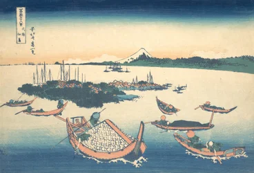 Tsukudajima i Musashi-provinsen Buyo Tsukudajima, från serien Thirty-six View..., ca. 1830-32.