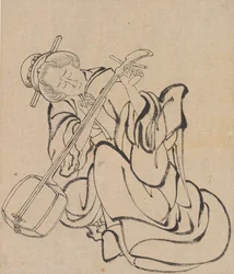 Tuning the Samisen, sent 1700-tidigt 1800-tal.