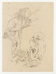 Två jägare, Edo-period, 1800-talet.