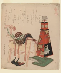 Wooden Horse, från serien Horses, 1822 (träblocktryck, surimono)