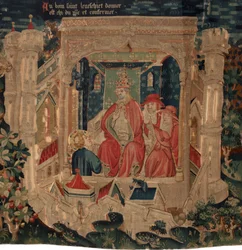 Historia om Saint Piat och Saint Eleuthère, även kallad gobeläng av Arras. Beställd från kanon Toussaint Prier, kapellan av hertigen av Bourgogne, sent 1300-tidigt 1400-tal (gobeläng)