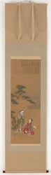 Två unga kvinnor under en tall vid havet..., Edo-perioden, 1700-talet.