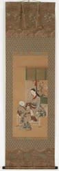 En flicka som sitter på en veranda, Edo-period, 1700-talet.