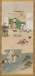 Parodi på aubergine Yoichi, Edo-perioden, 1615-1868.