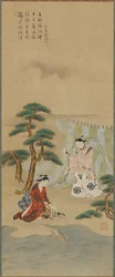 Ung man och en ung kvinna vid havet, Edo-perioden, 1615-1868.