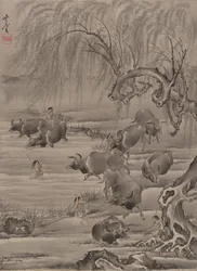 Buffalo and Herdsman, ca. 1887.