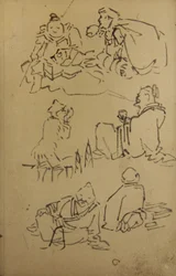 Skisser av östasiatiska legendariska figurer, sent 1800-tal.