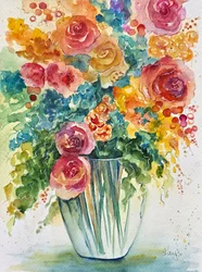 En färgsprakande blomsterbukett