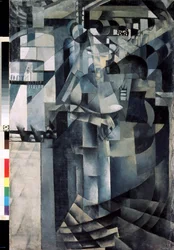 Livet på ett Grand Hotel. Målning av Kasimir Severinovich Malevich (Malevich, Malevic) (1878-1935), olja på duk
