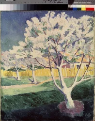 Sommarlandskap. Målning av Kasimir Severinovich Malevich (Malevich, Malevic) (1878-1935), olja på duk