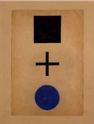 Suprematism: kvadrat, kors, cirkel Gouachemålning av Kazimir Malevich (Malevich, Malevich) (1878-1935) 1919-1920 Privat samling