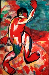 The Bather Painting av Kasimir Malevic (Malevich, Malevitch) (1878-1935) 1910 Dim. 105x69 cm Amsterdam, Stedelijk Museum