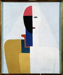 Torso de femme (En kvinnas torso). Målning av Kasimir Severinovich Malevich (Malevich, Malevic) (1878-1935), olja på trä. Rysk konst, 1900-talet, avantgarde, suprematism, konstruktivism. Ryska statens museum, Sankt Petersburg.