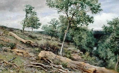 On the Gretna Looking Down the River (olja på duk)