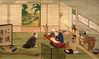 Studie av kalligraf, av Kawahara Keiga (1786-cirka 1860), akvarell, Japan, japansk civilisation, början av 1800-talet