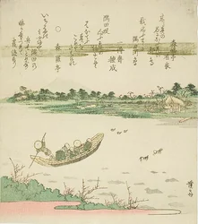 Färja som korsar Sumida-floden