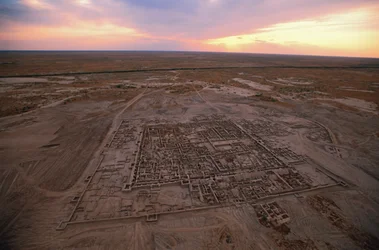 Flygfoto av utgrävningsplats; Oxus civilisation; Turkmenistan; Gonor Depe plats; Victor S..., 2004 (foto)
