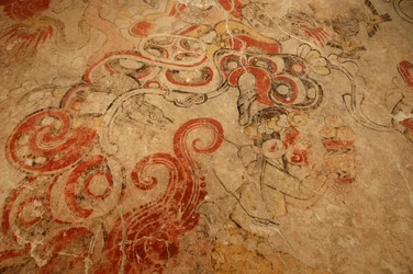 Underjordens grottmynning, ingång till Flower Mountain, Maya; Maya Murals; San Bar..., 2002 (foto)