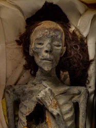 Mumie av Tiye, Amenhotep III:s hustru och Tuts mormor. 18:e dynastin; Ny kung..., 2005 (foto)