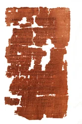 Sidan med Judas evangelium lyder "Den hemliga berättelsen om uppenbarelsen att Jesus sp..., 2006 (foto)