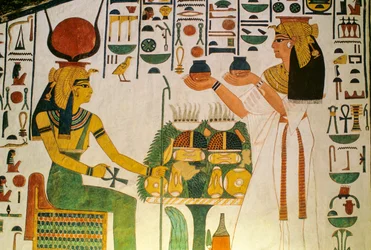 Nefertaris grav; Nefertari erbjuder vin till en grupp dietister; Egypten, Valley of the...