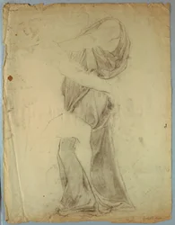 Draperistudie för "Jacob Wrestling with the Angel"