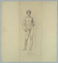Nakenstudie för figur av "Courage", Memorial Window till Jacob Dolson Cox, Oberlin College