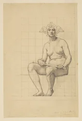 Nakenstudie för "The Active Life," Lunette i administrationsbyggnaden, Oberlin College, Oberlin, OH