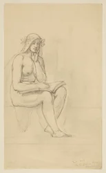 Nakenstudie för "The Contemplative Life" för Lunette i administrationsbyggnaden, Oberlin College, Oberlin, OH