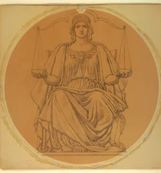 Studera för "Justice," Lunette i Hudson County Courthouse, Jersey City, NJ