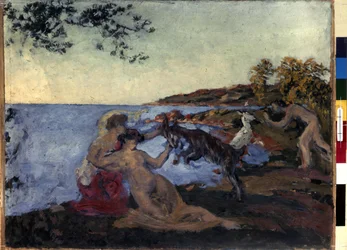 Mytologiskt mönster. Målning av Ker Xavier Roussel (1867-1944), cirka 1903. Olja på kartong. Nabis. Mått: 47x62cm. Eremitagemuseet, Sankt Petersburg (Saint-Petersburg)