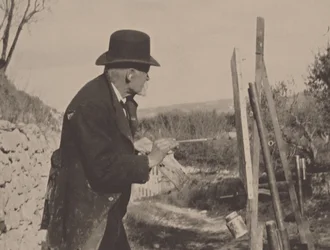Paul Cézanne målar på Les Lauves, 1906.