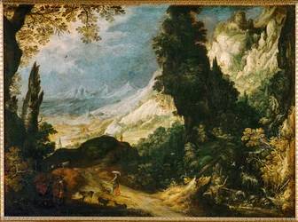 Bergslandskap (målning på duk)
