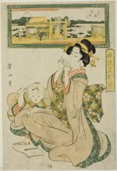 Benzaiten Shrine at Shinobugaoka (Shinobugaoka Benzaiten), från "Fashionable Eight Views of the Eastern Capital (Furyu Toto hakkei)"