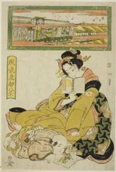Teaterdistriktet i Sakai-cho (Sakai cho shibai), från "Fashionable Eight Views of the Eastern Capital (Furyu Toto hakkei)"