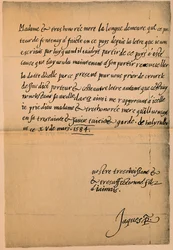 Brev från kung James VI 1566-1625 till hans mor, drottning Mary 1542-1587, 1584-5