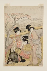 A Sake Party by the Sea (trätryck i färg)
