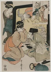 Chushingura: Akt I av The Storehouse of Loyalty, sent 1790-tal.