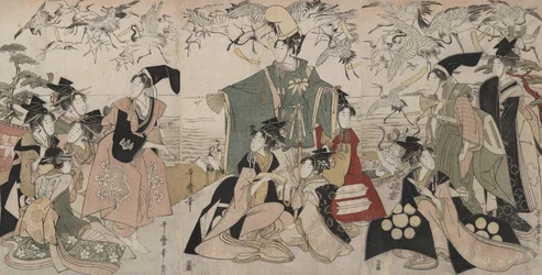 Parodi på Yoritomo som släpper fria tranor (Mitate Yoritomo hōkaku)