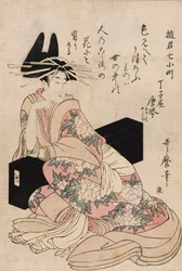 Tryck - Kurtisanen Chojiya Karakoto, 1700-talet
