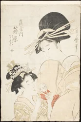 Shinohara från Tsuruya, kamuro Wakaba och Chieda