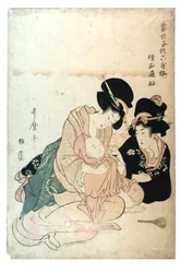 Sojo Henjo från serien Moderna barn som de 6 odödliga poeterna, ca 1800-1806 (träblocktryck på papper)