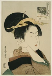 Tatsumi Roko, från serien "Renowned Beauties Likened to the Six Immortal Poets" ("Komei bijin rokkasen")