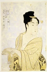 The Fancy-Free Type, från serien Ten Types in the Physiognomic Study of Women par Utamaro, Kitagawa (1753-1806), ca. 1793 - Färgträsnitt, 34,2x22,6 - Privat samling