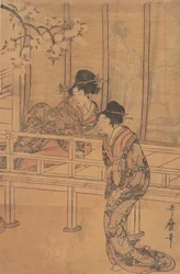 Lady of Rokujo får besök av prinsessan Aoi, ca. 1805.