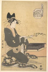Oiranen Hanaogi från Ogiya, ur serien ”Sex juvelfloder” (Mutamagawa)