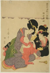 Poeten Sojo Henjo, från serien "Modern Children as the Six Immortal Poets (Tosei kodomo rokkasen)"