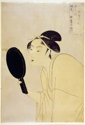 Typ intressant - The Interesting Type, från serien Ten Types in the Physiognomic Study of Women par Utamaro, Kitagawa (1753-1806), ca 1792 - Färgträsnitt, 37,1x24,1 - Privat samling