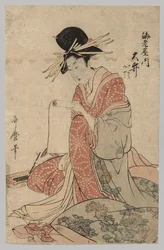 Kvinna i Yoshiwara-läsrullen